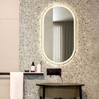 Espelho Jateado Oval Iluminado Com Led Quente - 50x100cm