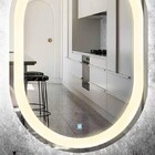 Espelho Jateado Oval Iluminado Com Led Quente Touch 100x50cm