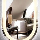 Espelho Jateado Oval Iluminado Com Led Quente Touch 120x50cm