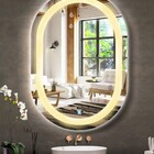Espelho Jateado Oval Iluminado Com Led Quente Touch 120x50cm