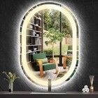Espelho Jateado Oval Iluminado Com Led Quente Touch 120x50cm
