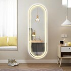 Espelho Jateado Oval Iluminado Com Led Quente Touch 180x80cm