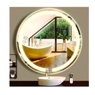 Espelho Jateado Redondo 60cm Com Led Quente Touch