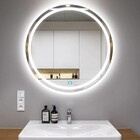 Espelho Jateado Redondo Iluminado Com Led Frio E Touch 70cm