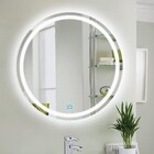 Espelho Jateado Redondo Iluminado Com Led Frio E Touch 70cm