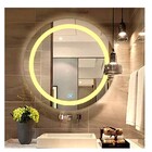 Espelho Jateado Redondo Iluminado Com Led Quente E Touch 60cm