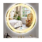 Espelho Jateado Redondo Iluminado Com Led Quente E Touch 70cm