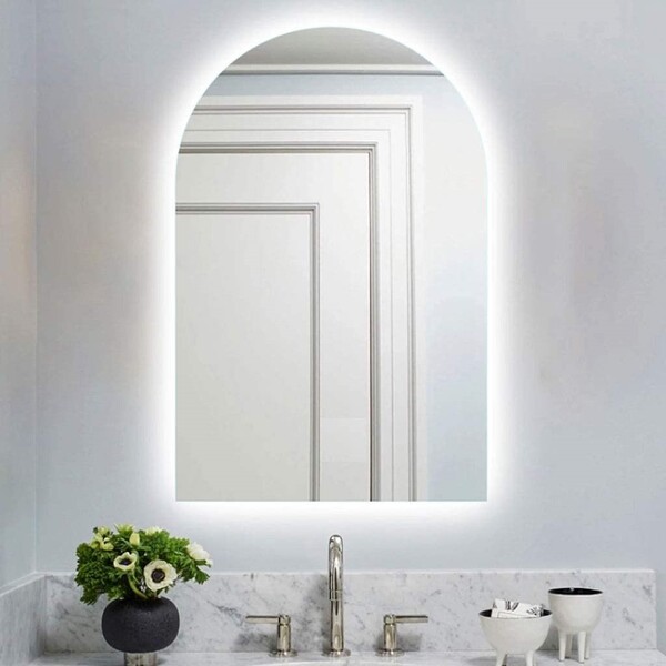 Espelho Lapidado Arco Janelinha Iluminado Com Led Frio - 60x8