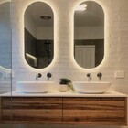 Espelho Lapidado Oval Iluminado Com Led Quente - 50x100cm