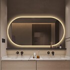 Espelho Lapidado Oval Iluminado Com Led Quente - 50x120cm