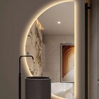 Espelho Led  100 X 50 Cm Luz Quente Esquerda Meia Lua Cortada