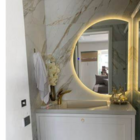 Espelho Led  90 x 45  Luz Quente Esquerda Meia Lua Cortada Me