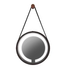 Espelho Led Adnet 50cm Preto Alça De Couro Preto