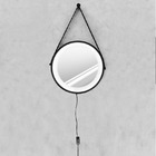 Espelho Led Adnet 50cm Preto Alça De Couro Preto