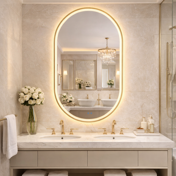 Espelho LED Banheiro de Parede Touch 3 Cores de Luz Com Desem