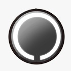 Espelho Led Frio Adnet 50cm Preto Alça De Couro Marrom