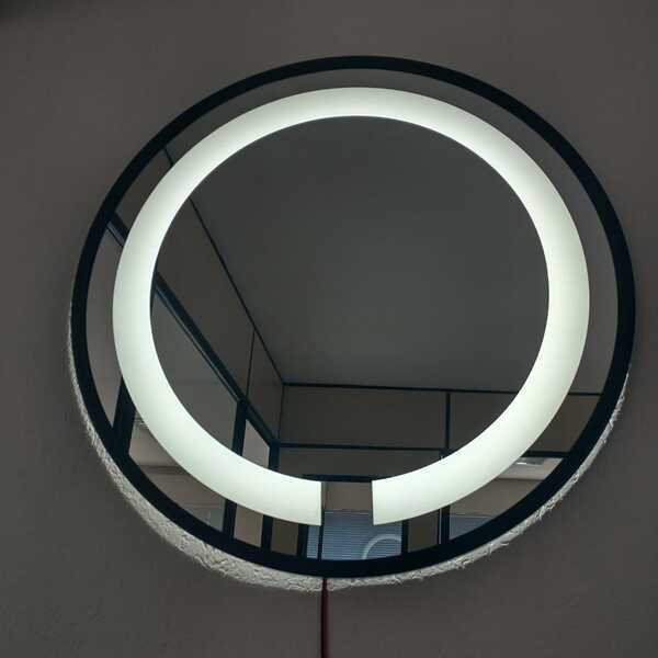 Espelho Led Frio Adnet 60cm Moldura Marrom Sem Alça