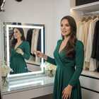 Espelho Led frio quadrado 70x70 toca musica caixas de som int