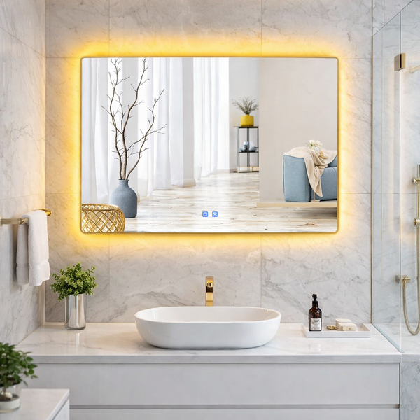 Espelho LED Para Banheiro Touch 3 Cores de Luz Com Desembaçad