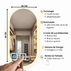 Espelho LED Para Banheiro Touch 3 Cores de Luz Com Desembaçad