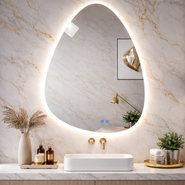 Espelho LED Para Banheiro Touch 3 Cores de Luz Display Digita