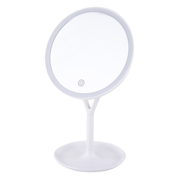 Espelho com Led de Bancada para Maquiagem Redondo Plástico Branco Anna Aemaxx