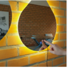Espelho Led quente 3000k Orgânico 53 x 70  Formato Gota pingo