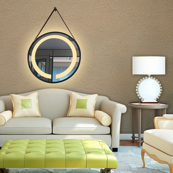 Espelho Led Quente Adnet 60cm Marrom Alça Marrom