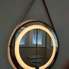 Espelho Led Quente Adnet 60cm Preto Alça Preto