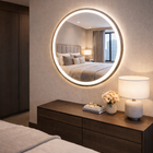 Espelho LED Redondo Touch 3 Cores de Luz Com Desembaçador e D