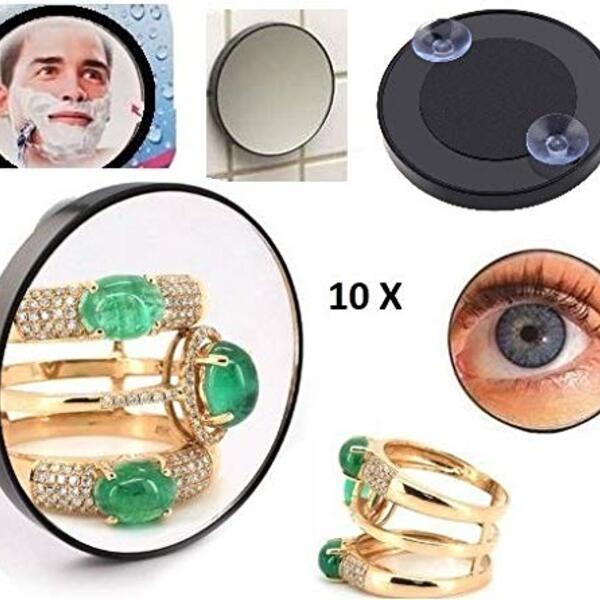 Espelho Lente Aumento Zoom 10x Maquiagem Ventosa Barba 14cm