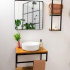 Espelho Luxo Quadrado Retrô 60x60cm Banheiro Sala Quarto Hall