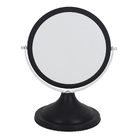 Espelho para Maquiagem de Bancada Redondo com Lente de Aumento 5x Preto e Cromado 37x28cm Classique Gardie