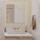 Espelho Multiuso Lapidado Pendurador Led Amarelo 50x50cm Quad