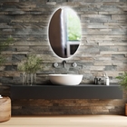 Espelho Multiuso Lapidado Pendurador Led Branco 60x40cm Oval