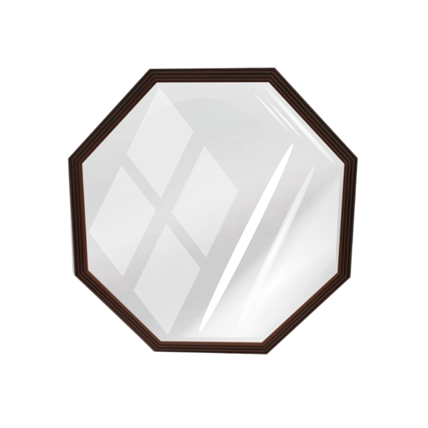 Espelho Oitavado Moldura Em Madeira 40x40 Tabaco Ripada - Q2