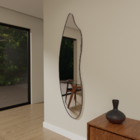 Espelho Orgânico 115cm X 40cm E22 Moldura Couro Preto Luxo La