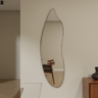 Espelho Orgânico 115cm X 40cm E22 Moldura Couro Preto Luxo La