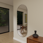 Espelho Orgânico 115cm X 55cm E07 Moldura Couro Café Luxo Lan