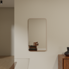 Espelho Orgânico 115cm X 55cm E09 Moldura Couro Caramelo Luxo