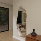 Espelho Orgânico 115cm X 60cm E06 Moldura Couro Caramelo