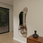 Espelho Orgânico 115cm X 60cm E18 Moldura Couro Caramelo