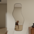 Espelho Orgânico 115cm X 60cm E21 Moldura Couro Preto