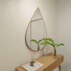 Espelho Orgânico 115cm X 70cm E12 Moldura Couro Caramelo Luxo