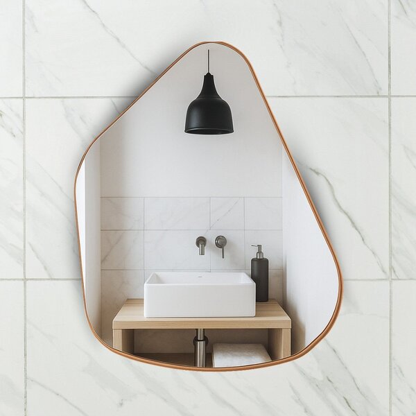 Espelho Orgânico 60x40cm Moldura Em Couro Ecológico Geller Ma