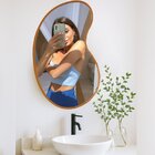 Espelho Orgânico 70cm X 50cm Bean Moldura Em Couro Ecológico