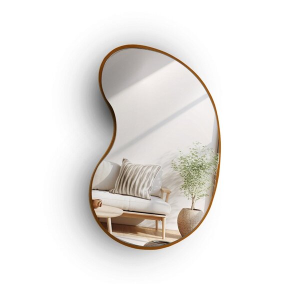 Espelho Orgânico 70cm X 50cm Bean Moldura Em Couro Ecológico