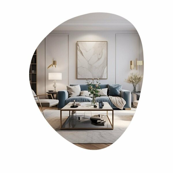 Espelho Orgânico 70cm X 58cm Com Suporte Fixação Cinza