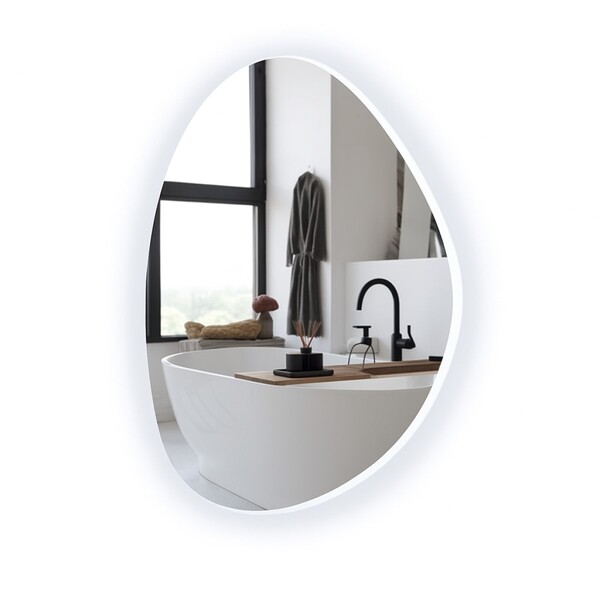 Espelho Orgânico 80cm Sala Banheiro Com Led Branco Frio