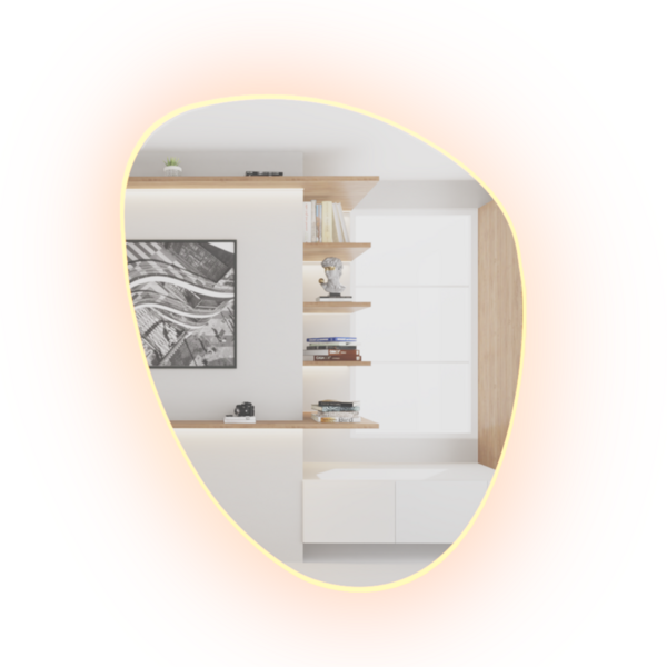 Espelho Orgânico Decorativo 80x60cm Led Controle Fonte Slim B